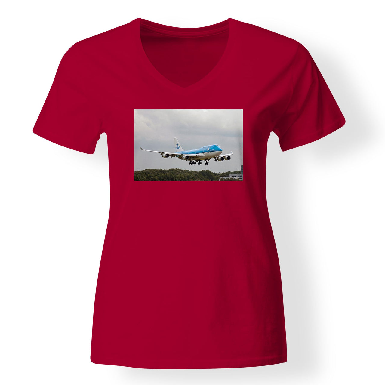 Landing KLM's Boeing 747 Designed V-Neck T-Shirts