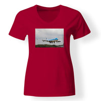 Thumbnail for Landing KLM's Boeing 747 Designed V-Neck T-Shirts