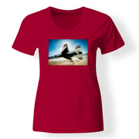Thumbnail for Turning Right Fighter Jet 16 Designed V-Neck T-Shirts