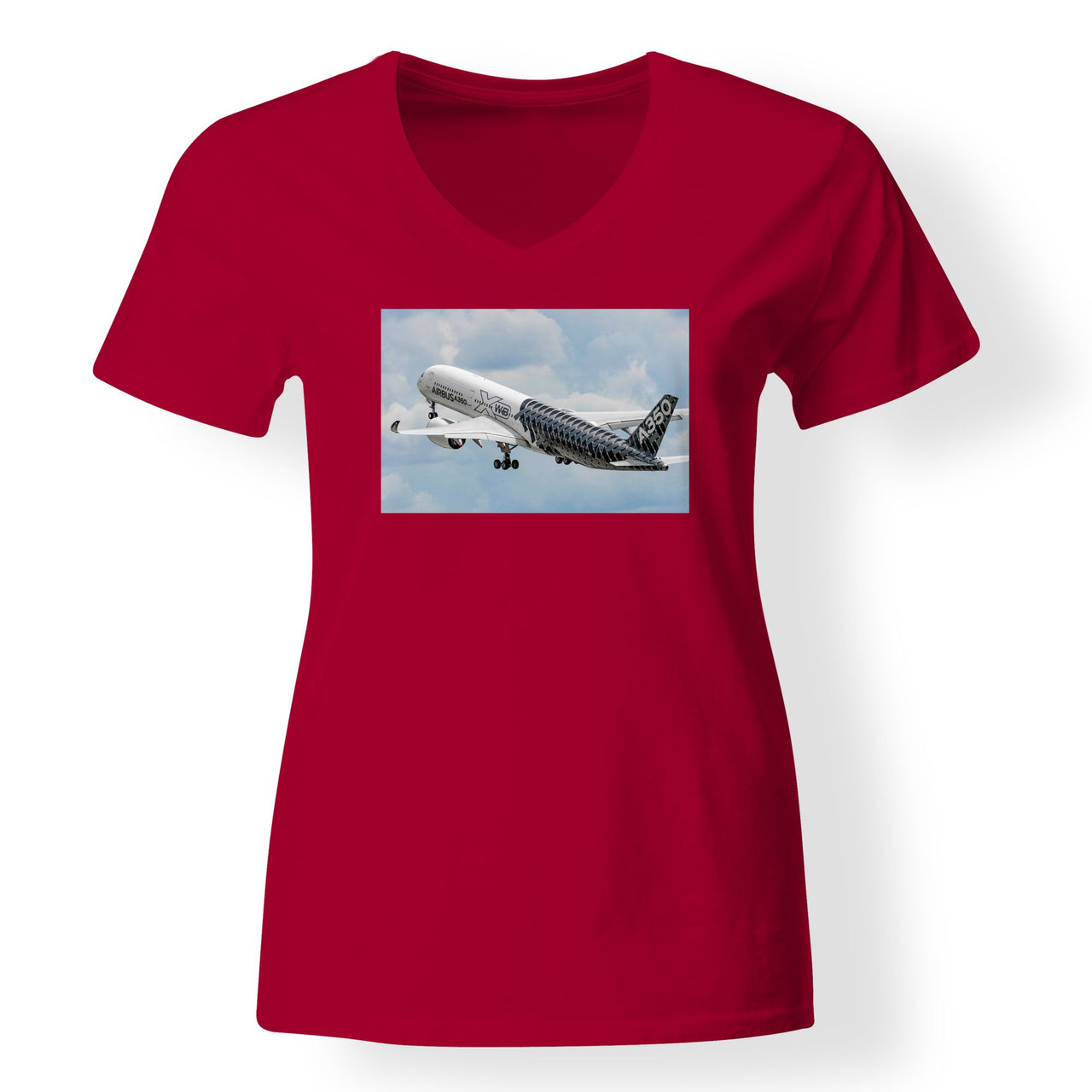 Departing Airbus A350 (Original Livery) Designed V-Neck T-Shirts
