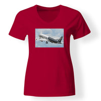 Thumbnail for Departing Airbus A350 (Original Livery) Designed V-Neck T-Shirts