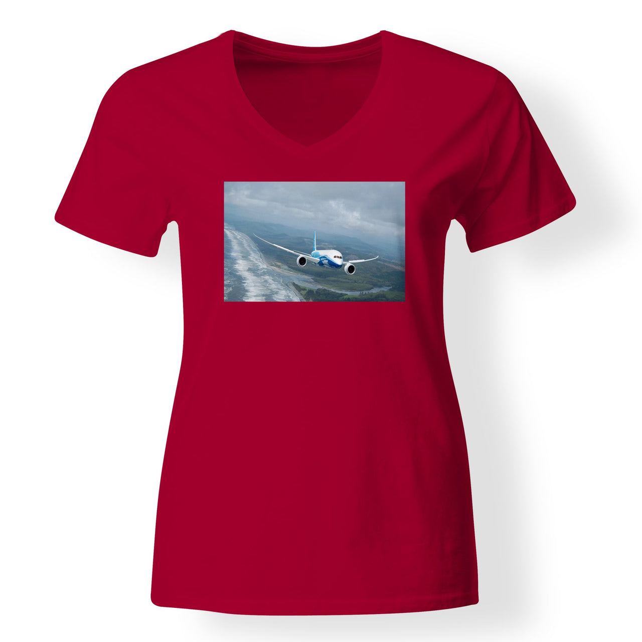 Cruising Boeing 787 Designed V-Neck T-Shirts