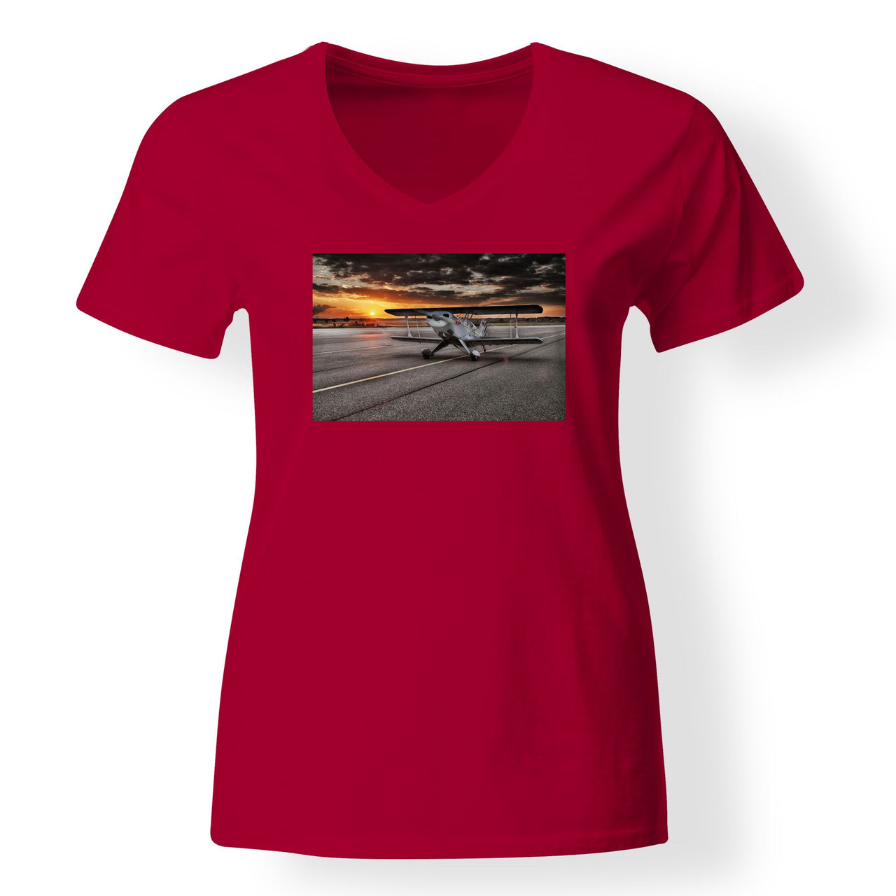 Beautiful Show Airplane Designed V-Neck T-Shirts