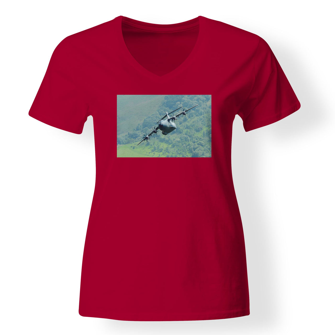Cruising Airbus A400M Designed V-Neck T-Shirts