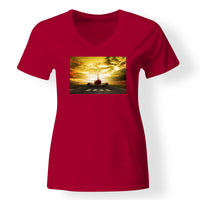 Thumbnail for Ready for Departure Passanger Jet Designed V-Neck T-Shirts