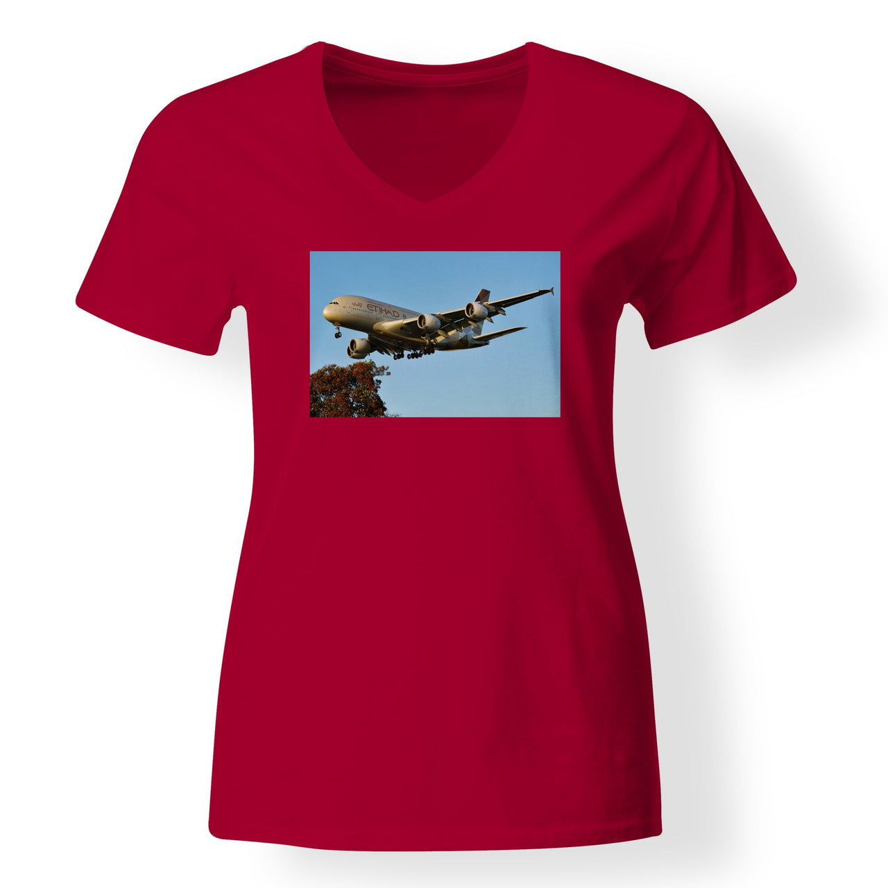 Etihad Airways A380 Designed V-Neck T-Shirts