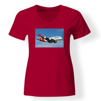 Thumbnail for Landing Qantas A380 Designed V-Neck T-Shirts
