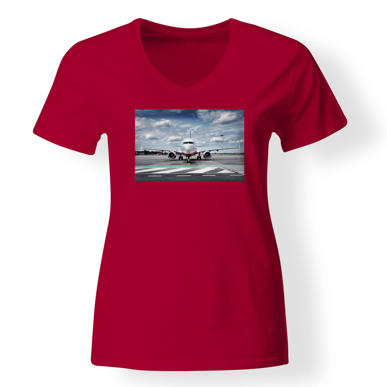 Amazing Clouds and Boeing 737 NG Designed V-Neck T-Shirts