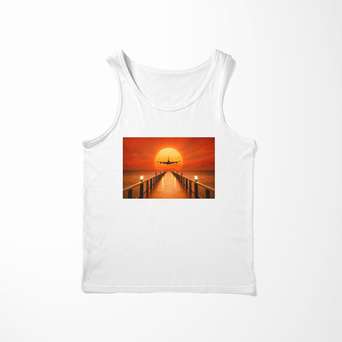Airbus A380 Towards Sunset Designed Tank Tops