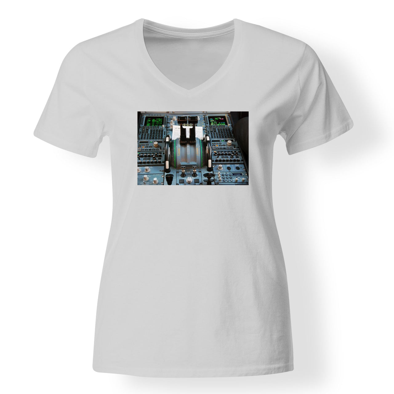 Airbus A320 Cockpit Designed V-Neck T-Shirts