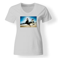 Thumbnail for Turning Right Fighter Jet 16 Designed V-Neck T-Shirts