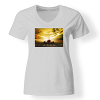 Thumbnail for Ready for Departure Passanger Jet Designed V-Neck T-Shirts