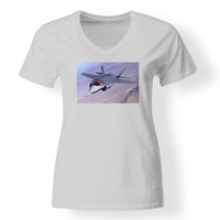 Thumbnail for Fighting Falcon F35 Captured in the Air Designed V-Neck T-Shirts