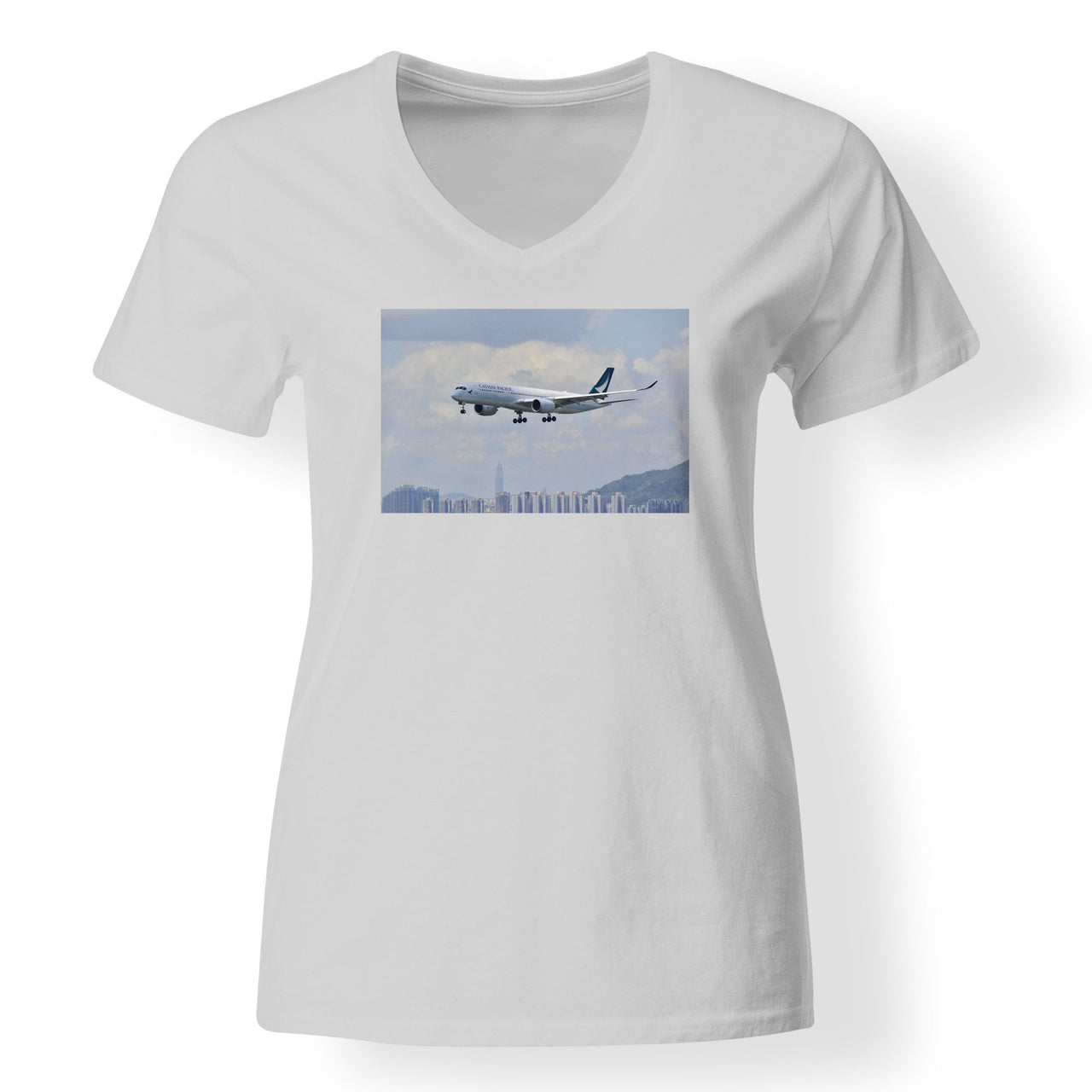 Cathay Pacific Airbus A350 Designed V-Neck T-Shirts