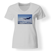 Thumbnail for Cruising Gulfstream Jet Designed V-Neck T-Shirts