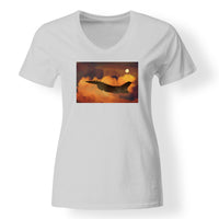 Thumbnail for Departing Fighter Jet 16 Designed V-Neck T-Shirts