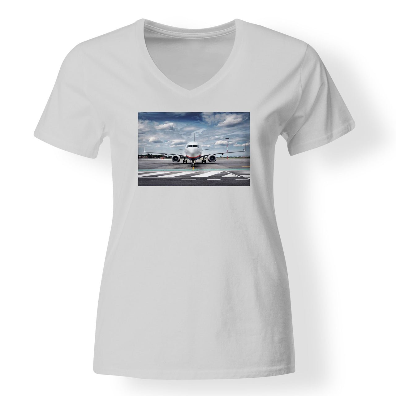 Amazing Clouds and Boeing 737 NG Designed V-Neck T-Shirts