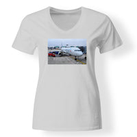 Thumbnail for American Airlines A321 Designed V-Neck T-Shirts