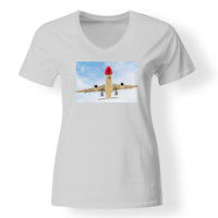 Thumbnail for Beautiful Airbus A330 on Approach Designed V-Neck T-Shirts