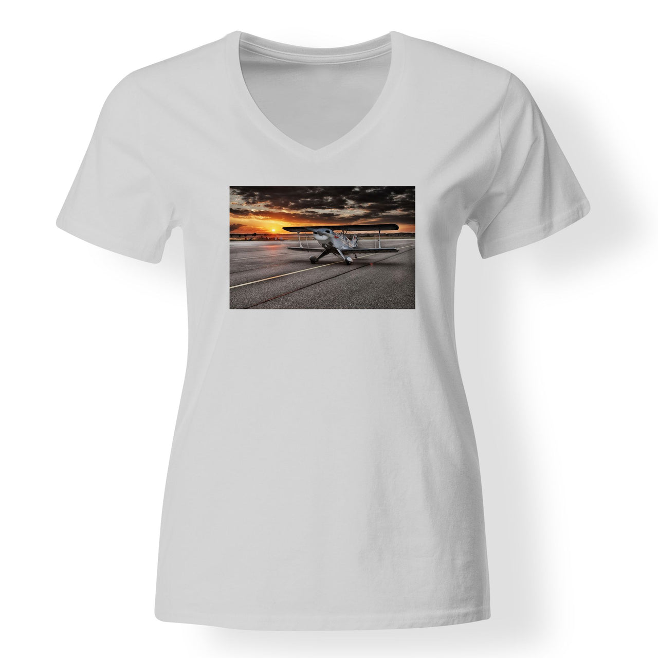 Beautiful Show Airplane Designed V-Neck T-Shirts
