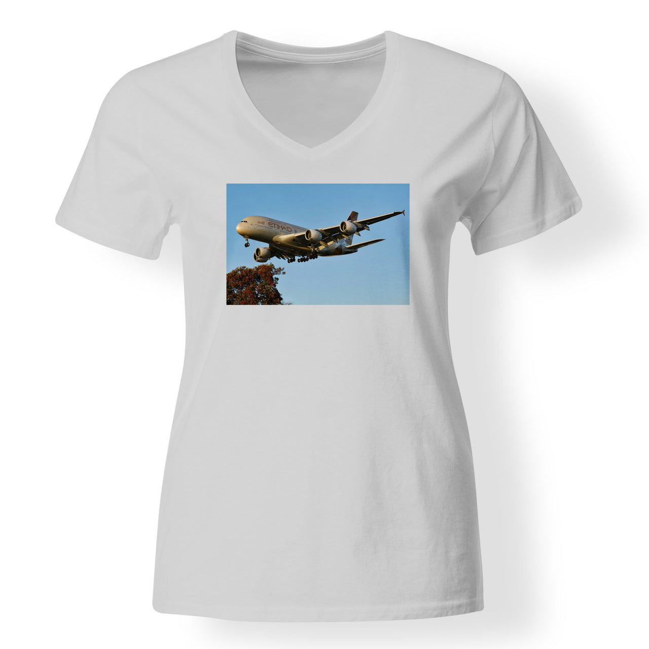Etihad Airways A380 Designed V-Neck T-Shirts