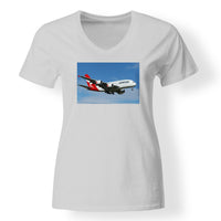 Thumbnail for Landing Qantas A380 Designed V-Neck T-Shirts
