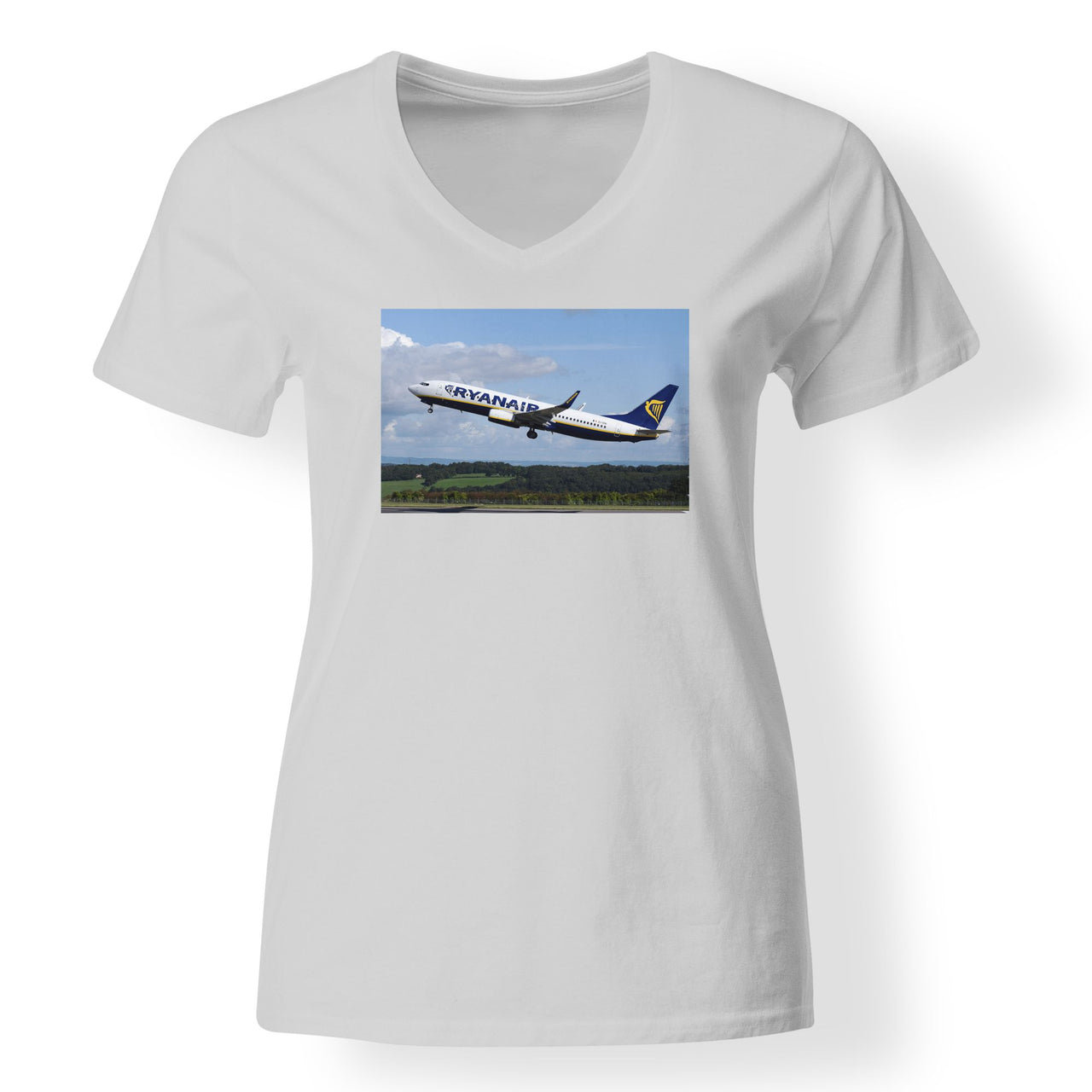 Departing Ryanair's Boeing 737 Designed V-Neck T-Shirts