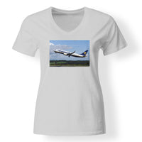 Thumbnail for Departing Ryanair's Boeing 737 Designed V-Neck T-Shirts