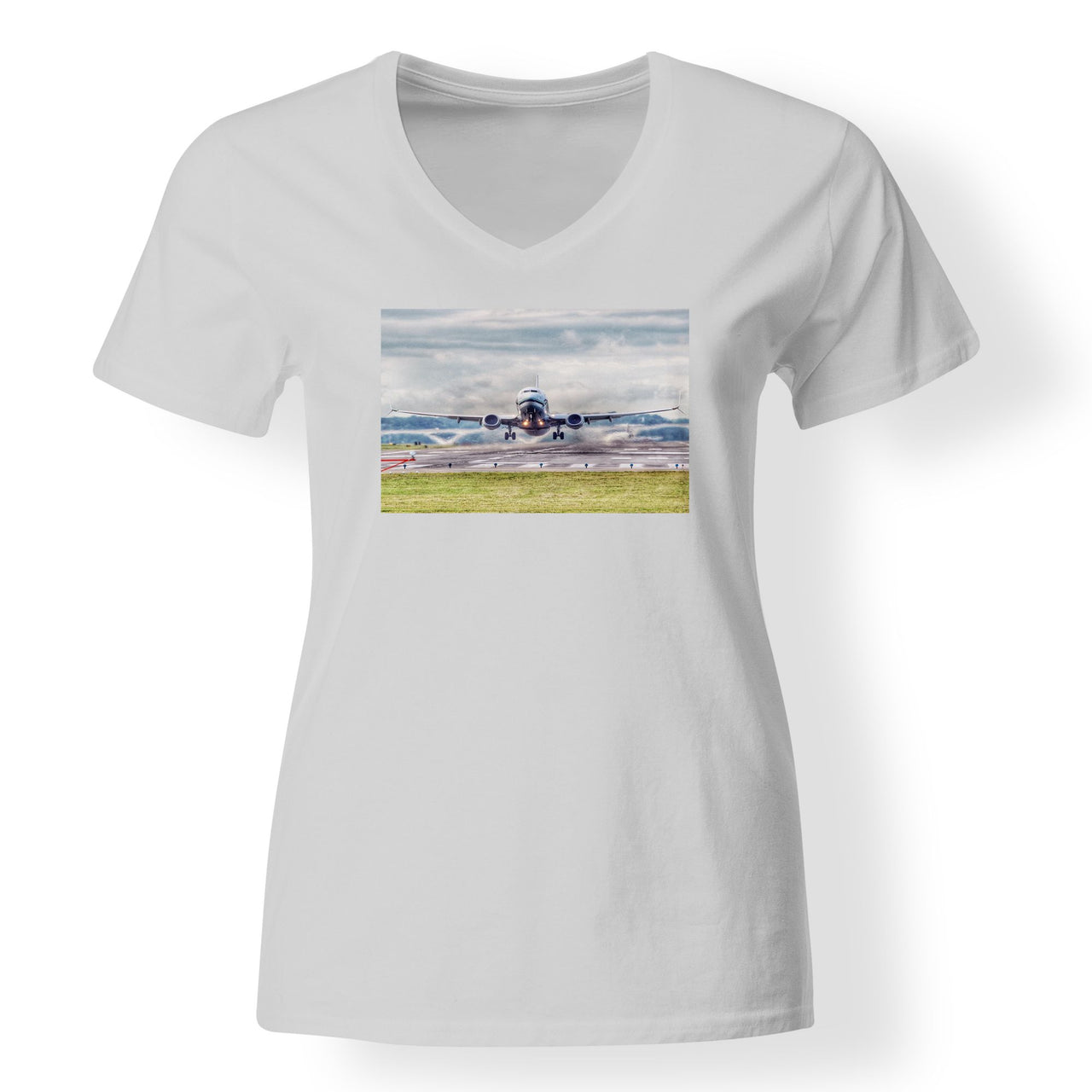Departing Boeing 737 Designed V-Neck T-Shirts
