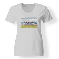 Thumbnail for Departing Boeing 737 Designed V-Neck T-Shirts