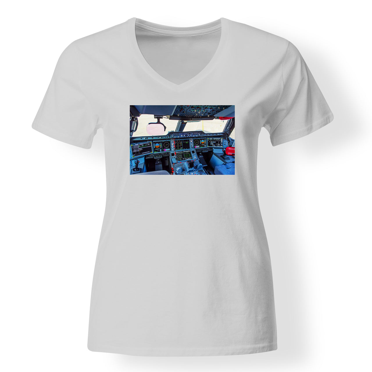 Airbus A350 Cockpit Designed V-Neck T-Shirts