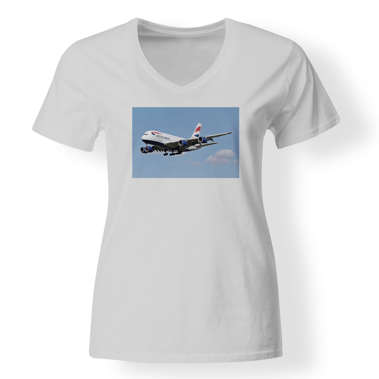 Landing British Airways A380 Designed V-Neck T-Shirts