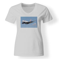 Thumbnail for Landing British Airways A380 Designed V-Neck T-Shirts