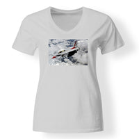 Thumbnail for US Air Force Show Fighting Falcon F16 Designed V-Neck T-Shirts