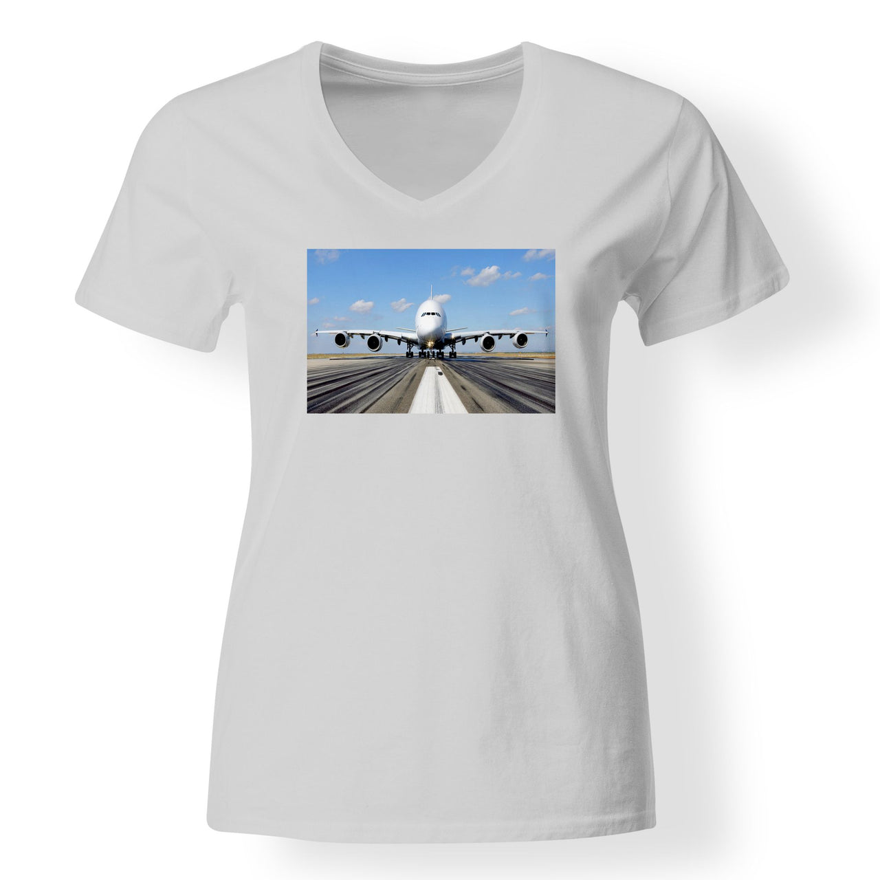 Mighty Airbus A380 Designed V-Neck T-Shirts