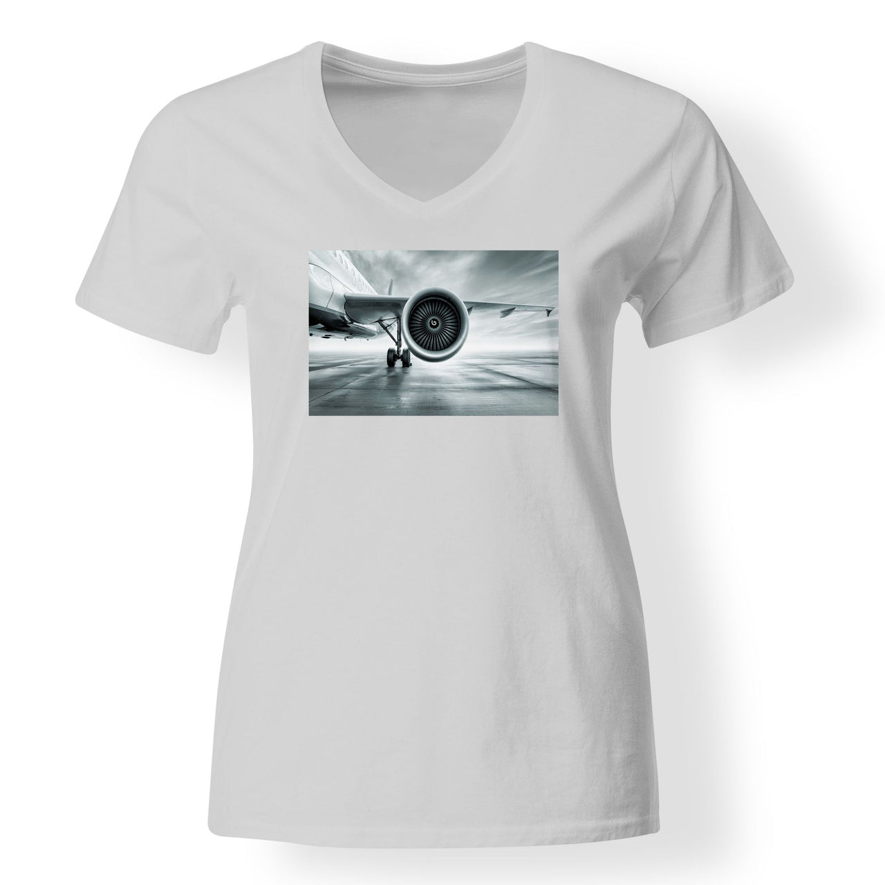Super Cool Airliner Jet Engine Designed V-Neck T-Shirts