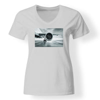Thumbnail for Super Cool Airliner Jet Engine Designed V-Neck T-Shirts