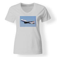 Thumbnail for Departing British Airways Boeing 747 Designed V-Neck T-Shirts