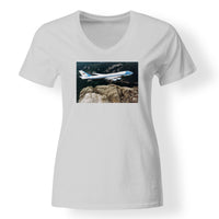 Thumbnail for Cruising United States Of America Boeing 747 Designed V-Neck T-Shirts