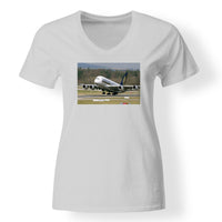 Thumbnail for Departing Singapore Airlines A380 Designed V-Neck T-Shirts