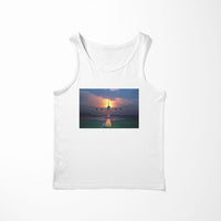 Thumbnail for Super Airbus A380 Landing During Sunset Designed Tank Tops