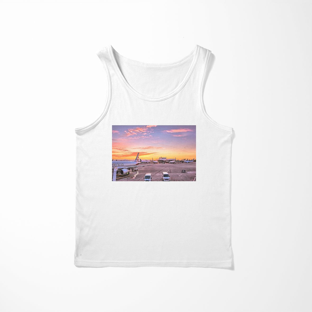 Airport Photo During Sunset Designed Tank Tops