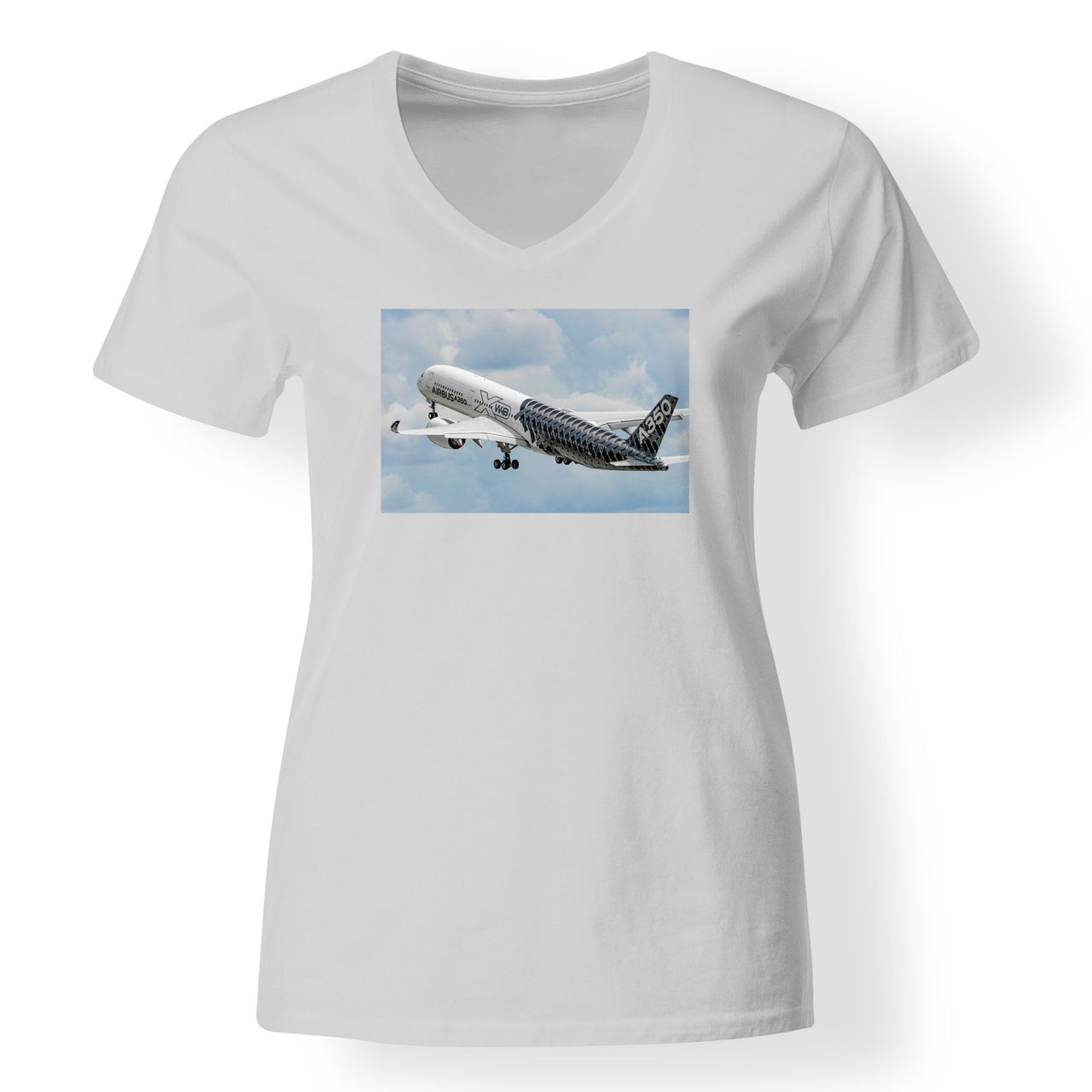 Departing Airbus A350 (Original Livery) Designed V-Neck T-Shirts
