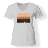 Thumbnail for Super Cool Landing During Sunset Designed V-Neck T-Shirts