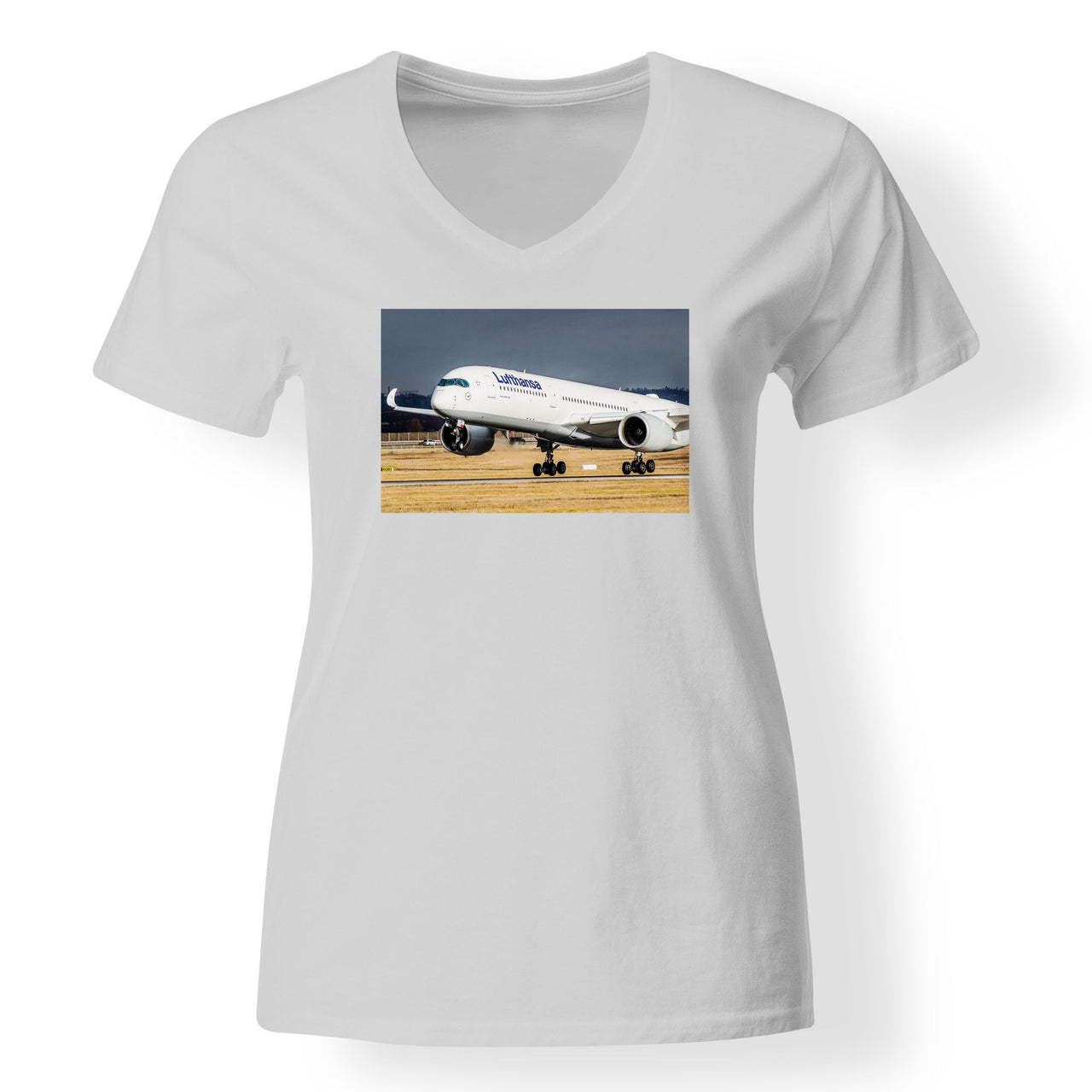 Lutfhansa A350 Designed V-Neck T-Shirts