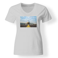 Thumbnail for Face to Face with Beautiful Jet Designed V-Neck T-Shirts