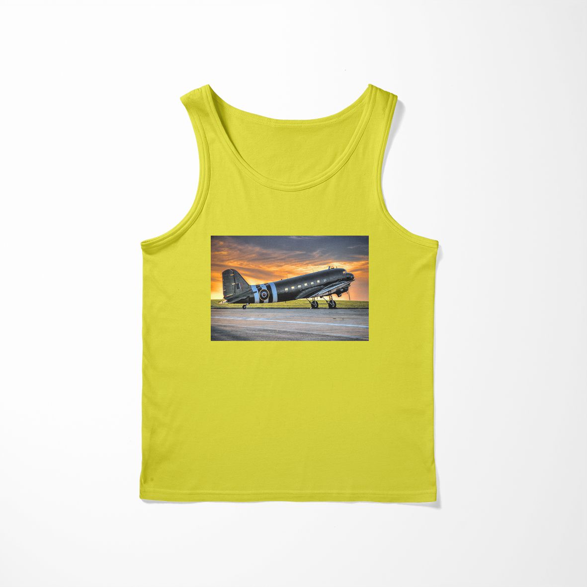Old Airplane Parked During Sunset Designed Tank Tops