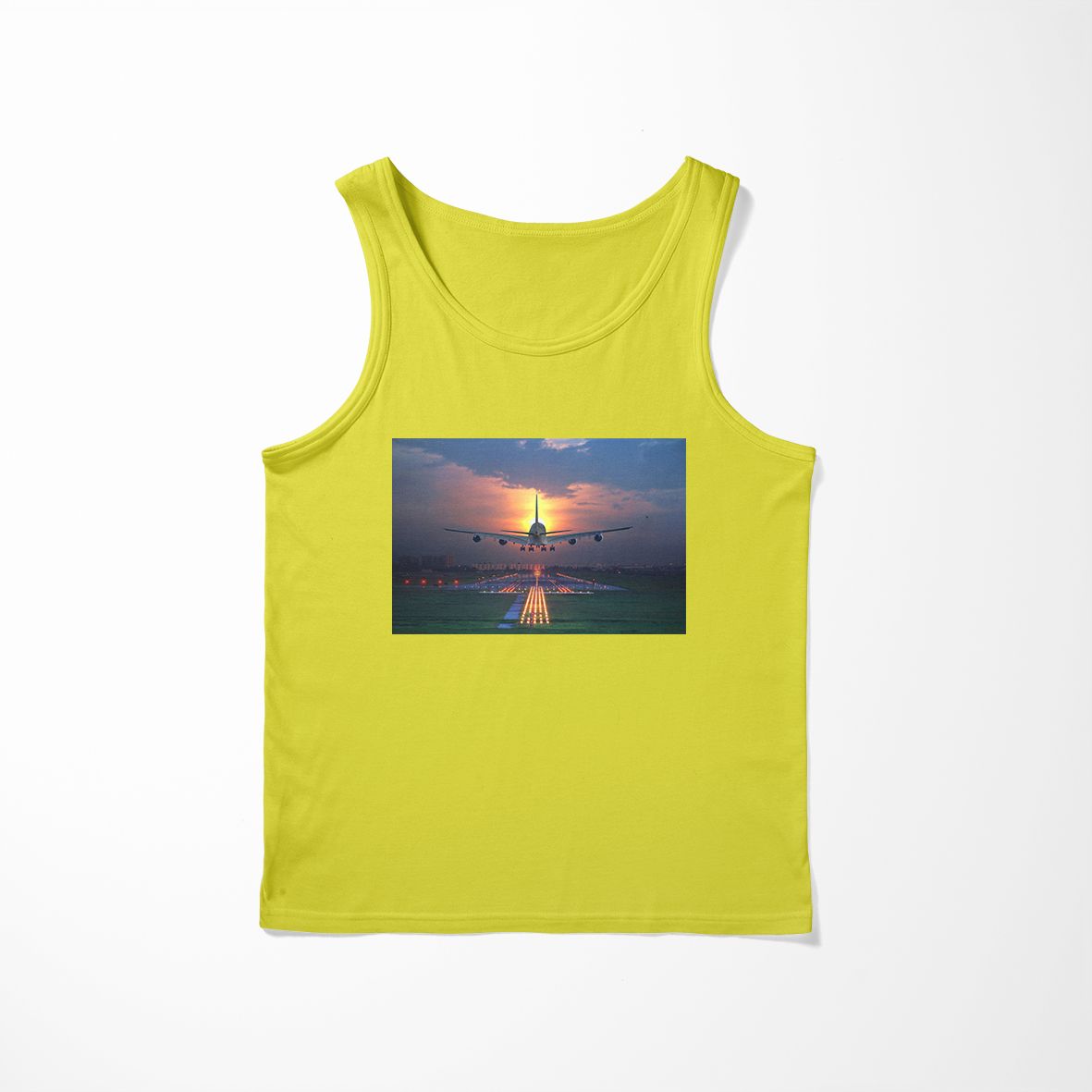 Super Airbus A380 Landing During Sunset Designed Tank Tops