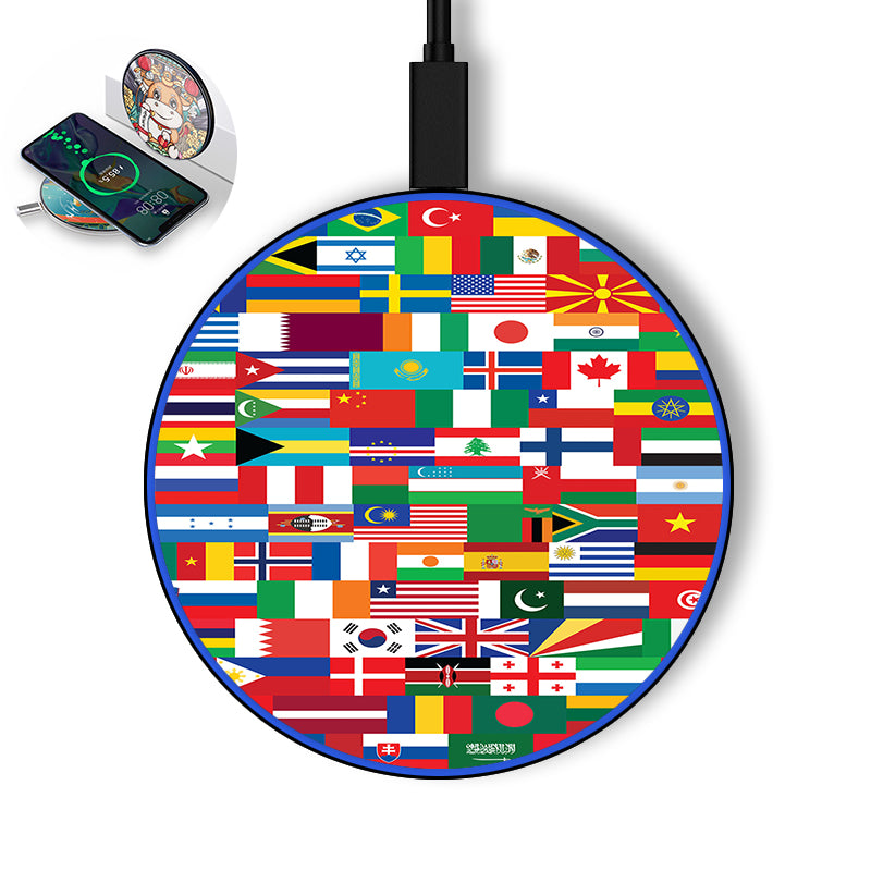 World Flags Designed Wireless Chargers