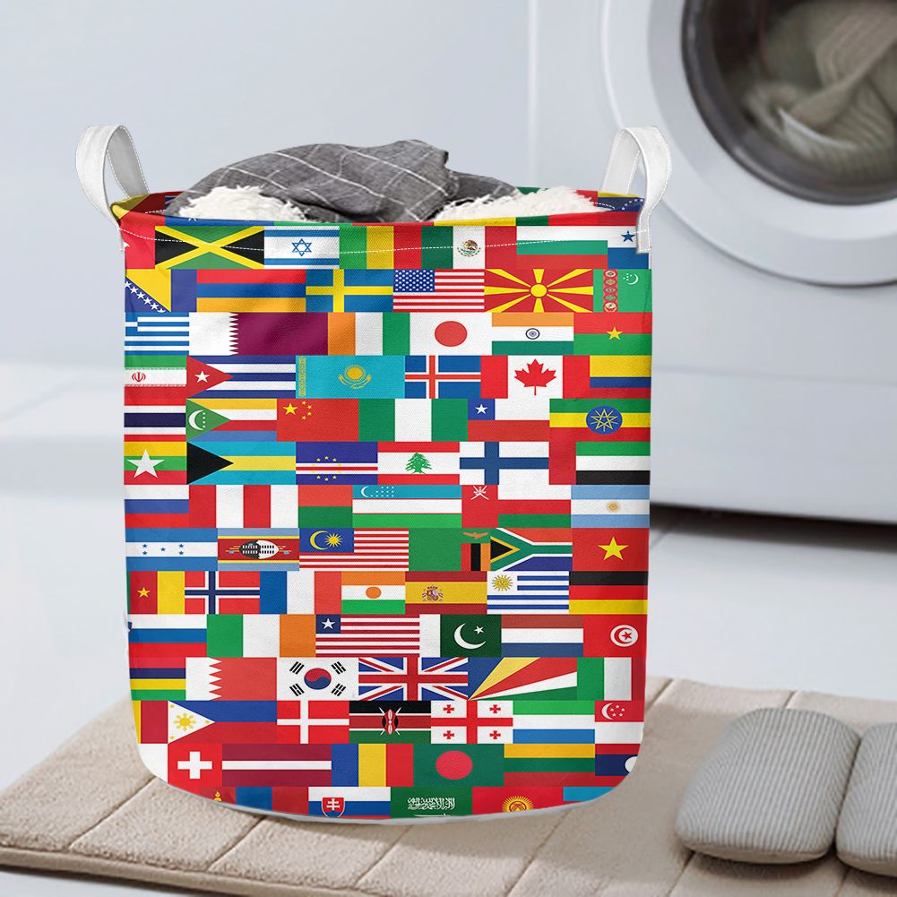 World Flags Designed Laundry Baskets